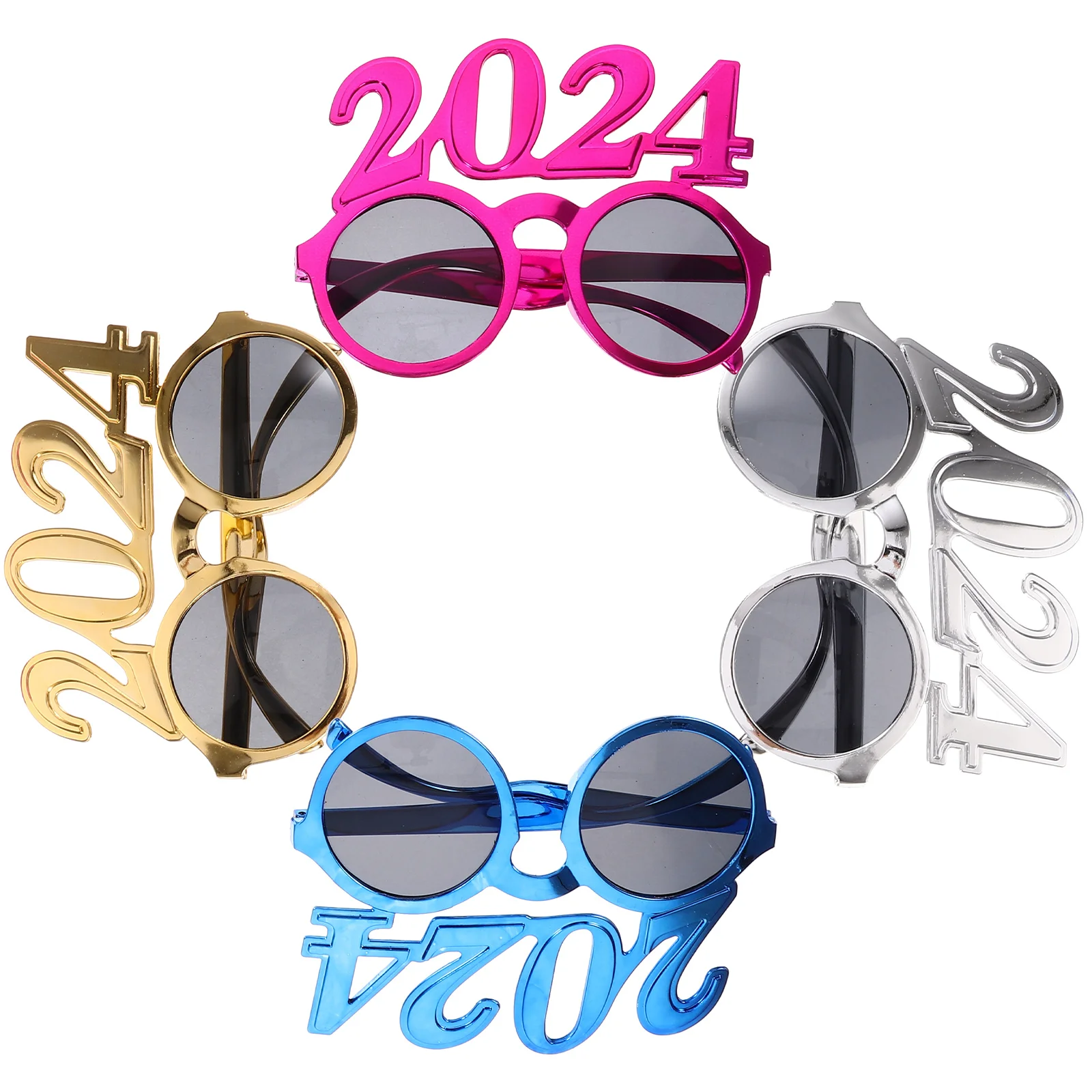 

4 Pcs New Year Funny Glasses 2023 Digital Eyeglasses Party Supplies Costume Accessory Plastic Frame Novelty Gift Idea