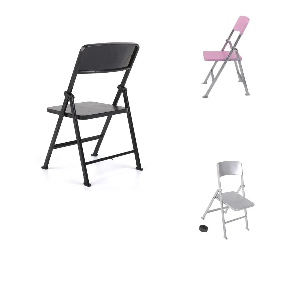 Magideal cadeira dobrável em miniatura, escala 1/6, com cinzeiro, para bonecas, casa de bonecas, sala de estar, quintal, decoração de móveis de praia