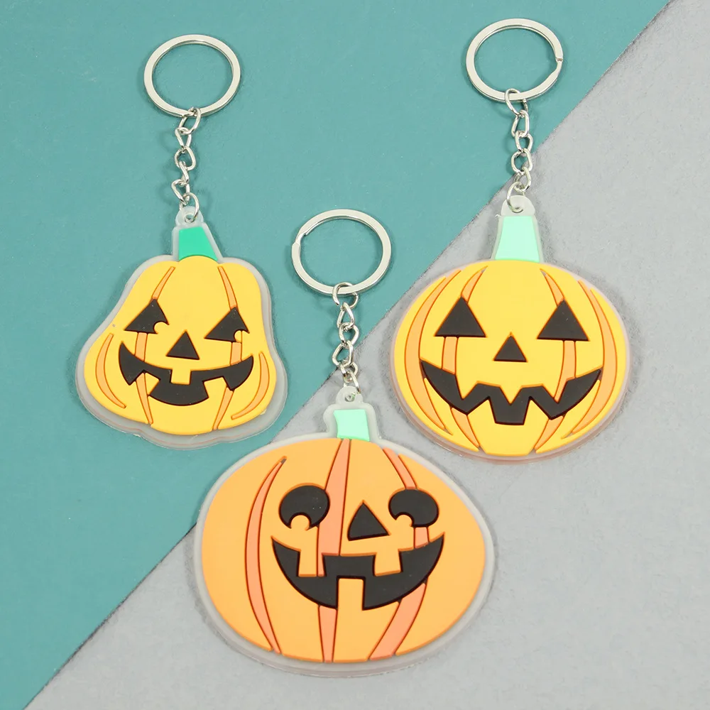 3Pcs/Mix Mini Halloween Keychain Soft Rubber Cartoon Pumpkin  Keychain Kids Souvenir Gift Halloween Party Pendant