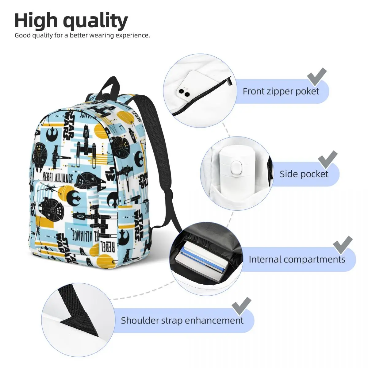 Hot-Sale-Star-Wars-Style Backpack for Men Women Fashion Student Business Daypack College Shoulder Bag