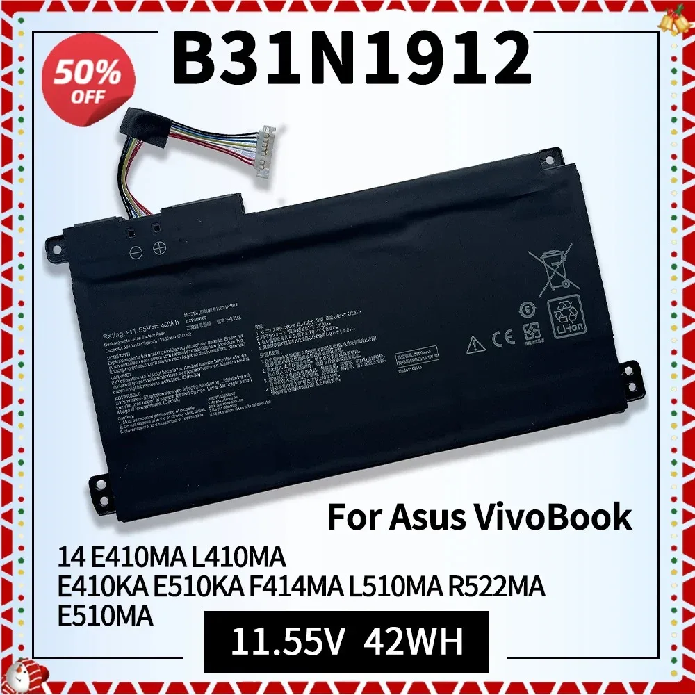 

B31N1912 C31N1912 Laptop Battery for ASUS VivoBook 14 E410MA L410MA F414MA E510MA E510KA L510MA 0B200-03680200 Replacement