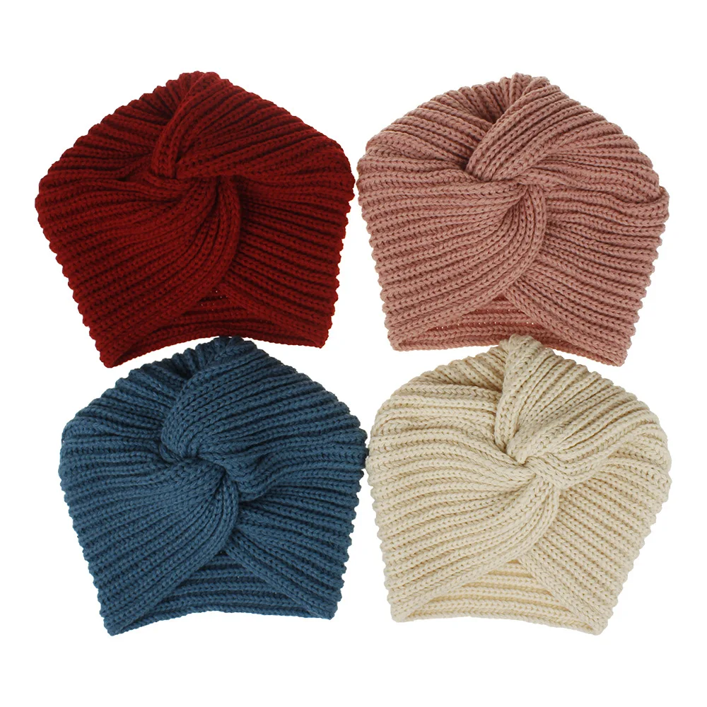 New Fashion Muslim Stretch Velvet/Silk Cross Twist Turban Topi Chemo Topi Wanita Beanies Headwrap Aksesori Rambut Warna Solid