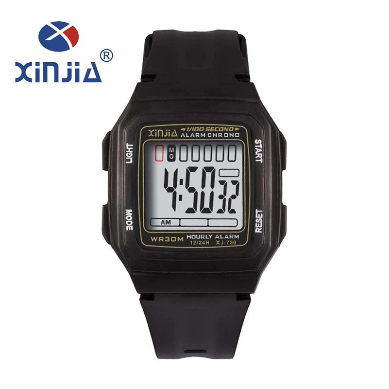 

XINJIA модные повседневные спортивные цифровые часы с большим номером для мужчин и детей, уличный бег, 30 м, водонепроницаемые, в стиле милитари, для фитнеса