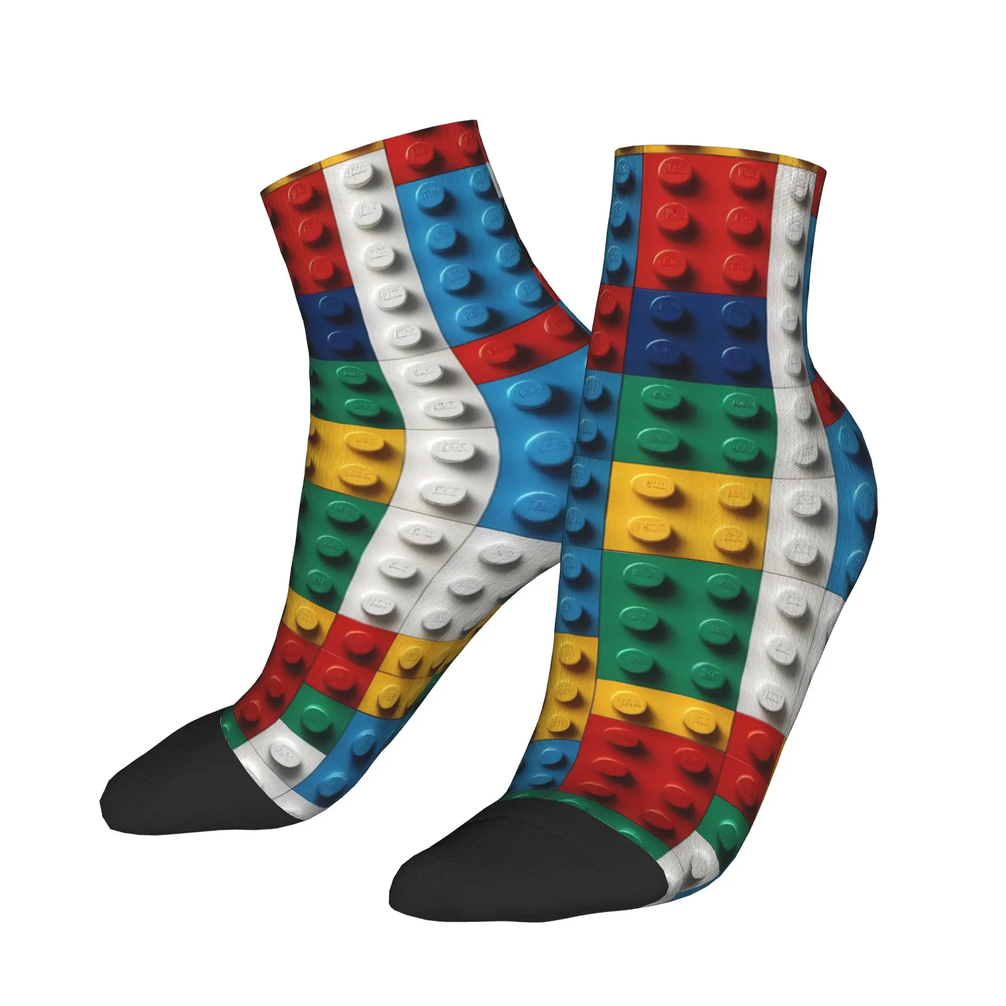 Ankle Socks For Men Colorful Building Blocks Print Casual Socks Graphic Non Slip Comfortable Spring Gothic Outdoor Sports Sock
