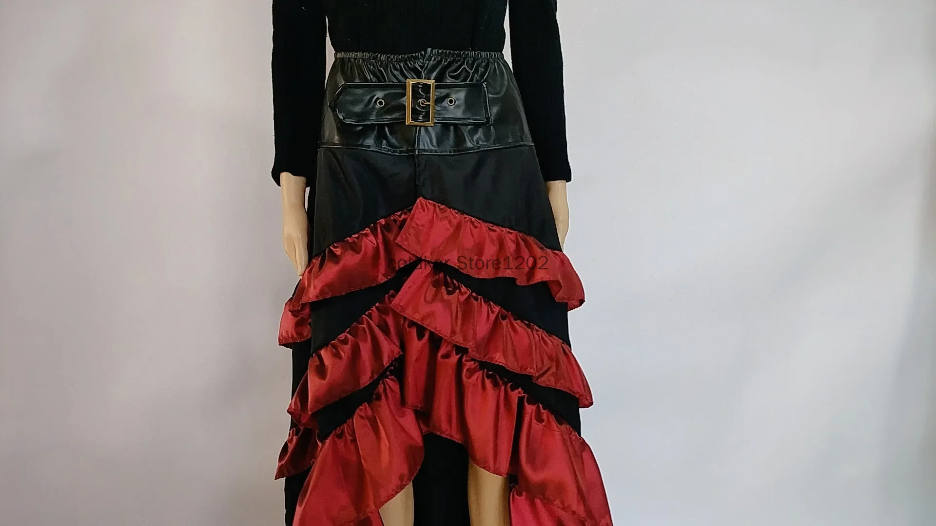 Women's Victorian Vintage Skirt Renaissance Medieval Pirate Peasant Ruffled High Waist Women Corset Skirt view 6