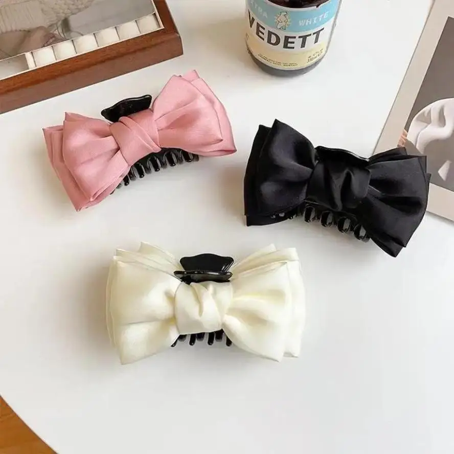 

Модная женская креативная двусторонняя заколка-краб с бантом для кудрявых волос, аксессуар для прически, заколка-краб для затылка