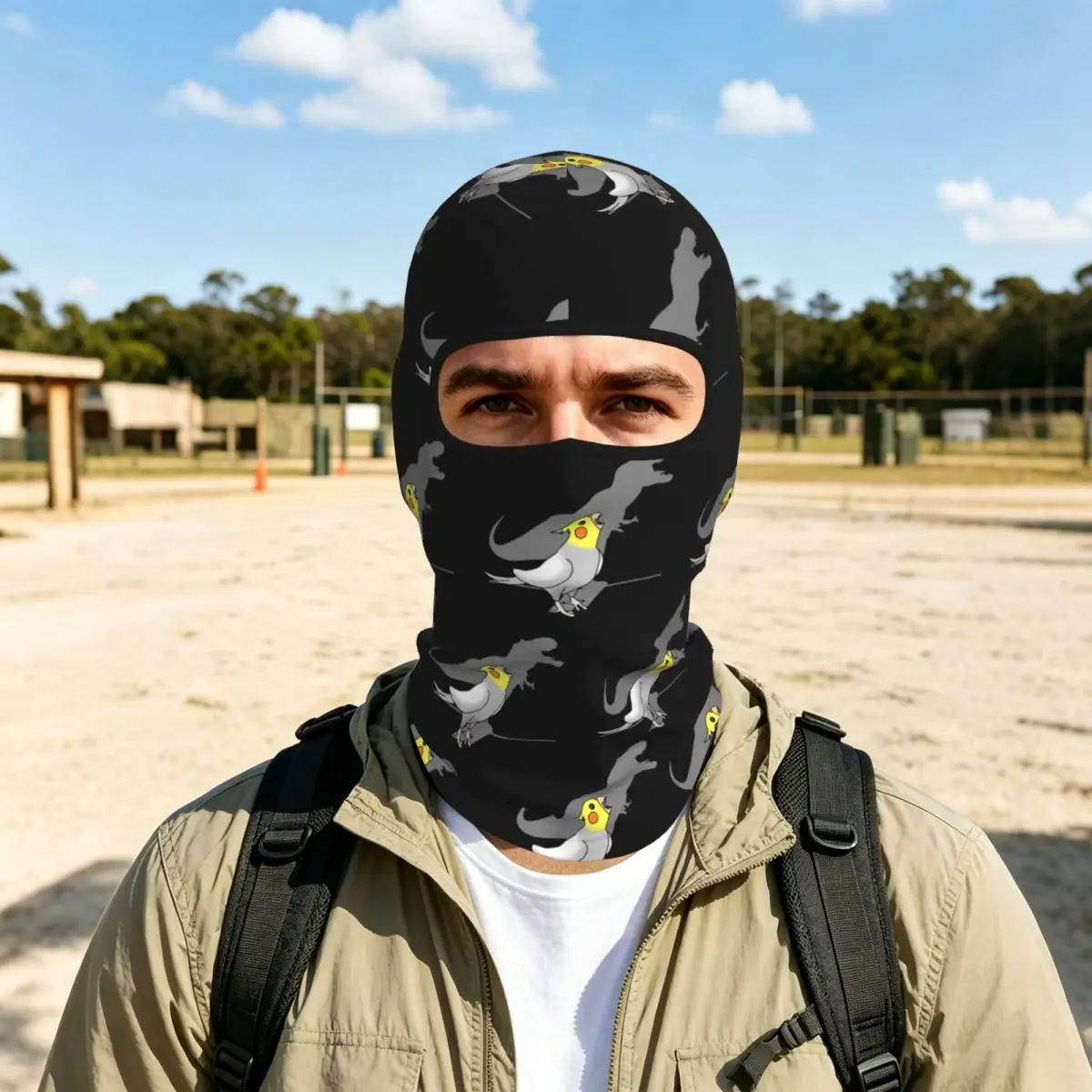 Dinosaur Shadow Cockatoo Cockatiel Breathable Thin Balaclava Full Face Mask Sun Protection Neck Gaiter For Motorcycle Fishing