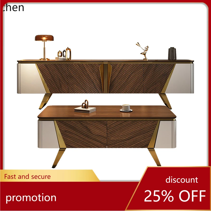 HT無垢材コーヒーテーブルテレビキャビネット組み合わせライトラグジュアリーモダンヴィラ大型フラットフロアイタリアンスタイルリビングルーム