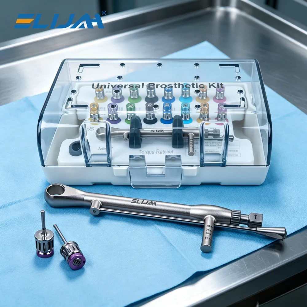 

Dental Implant Universal Prosthetic Kit Short & Long Tips Torque Wrench Drivers Set 135°C Autoclavable for Implant Restoration