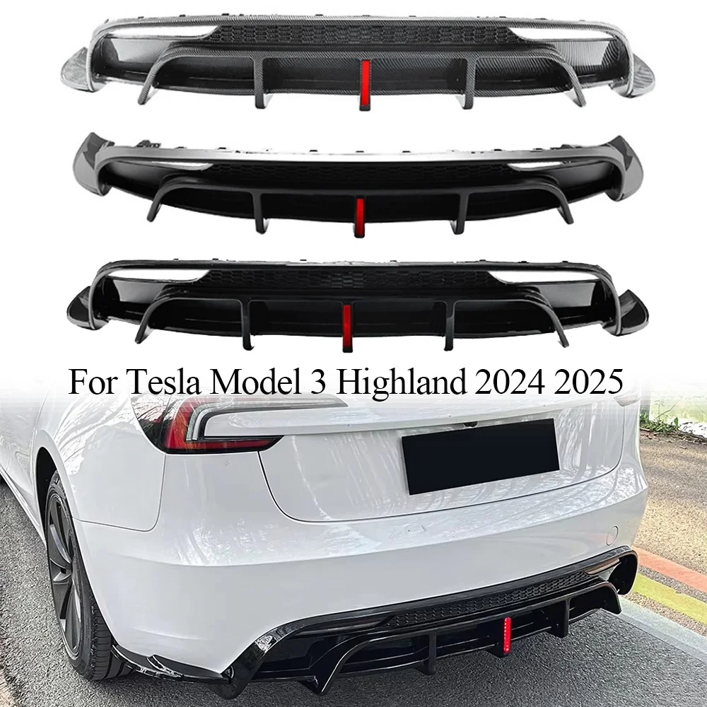 Für Tesla Modell 3 Highland 2024 2025 Auto Heckstoßstange Lip Diffusor mit Pilotlicht LED-Heckspoiler Stoßstange Lip Tuning Schutz – Detail 1