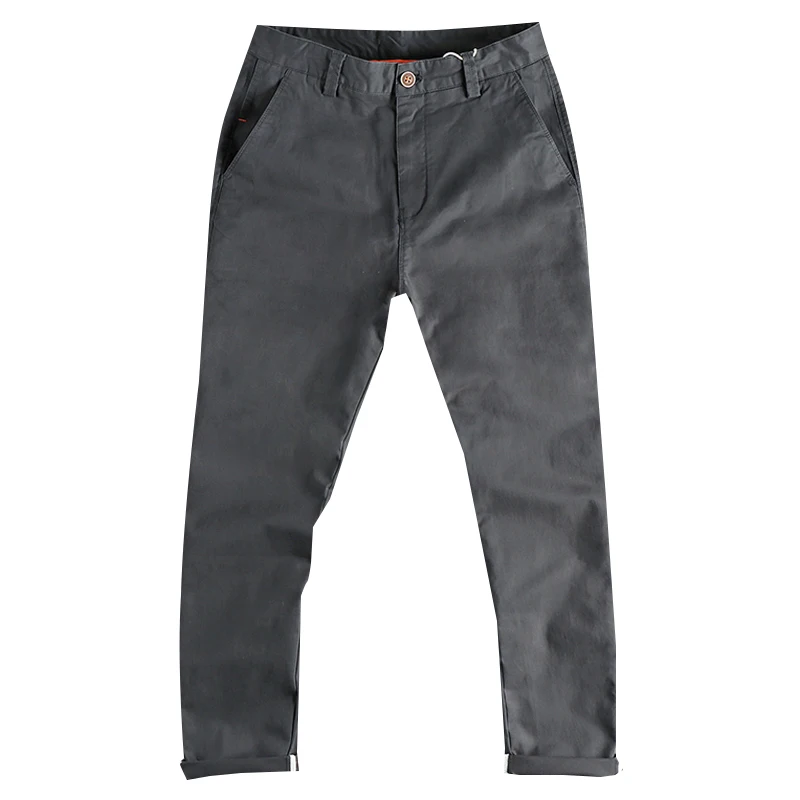 Autumn New Japanese Retro Woven Twill Slim Chino Busniess Pants Men\'s Simple 98% Cotton Washed Casual Straight Pencil Trousers