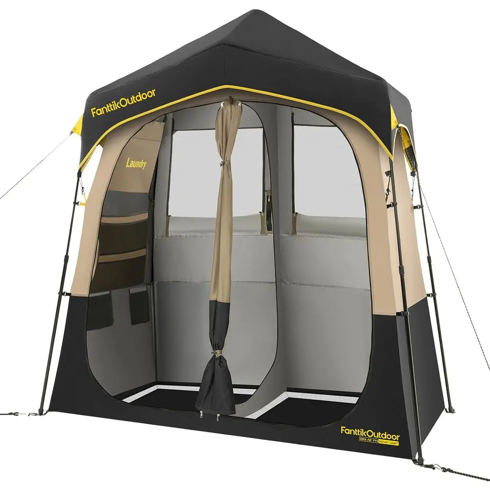 

Dual-Room Portable Shower Tent, Quick Setup Privacy Shelter for Camping, Hiking, Beach & Fishing