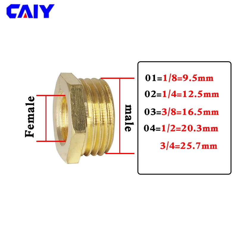 Brass Hex Bushing Reducer Pipe Fitting 1/8\