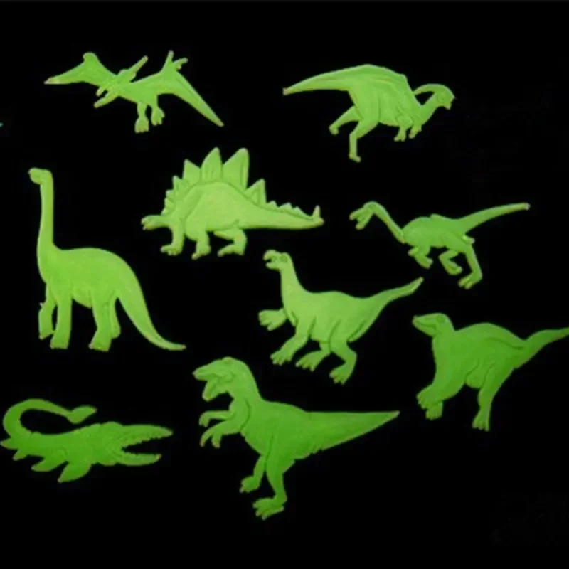 9 unids/set de pegatinas de dinosaurios fluorescentes, juguete para bebés y niños, pegatina de dinosaurios luminosos para niños, juguetes que brillan en la oscuridad