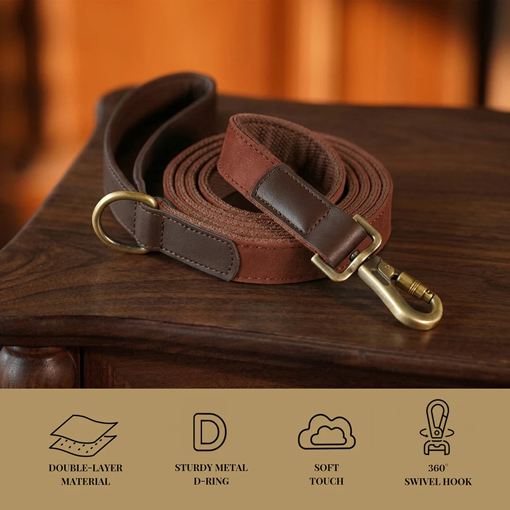 1,5m Lange PU-Leder Gepolsterte Hundeleine Langlebige & Retro-Hundeleine für Kleine und Mittelgroße Hunde in 9 Farben Erhältlich – Detail 5