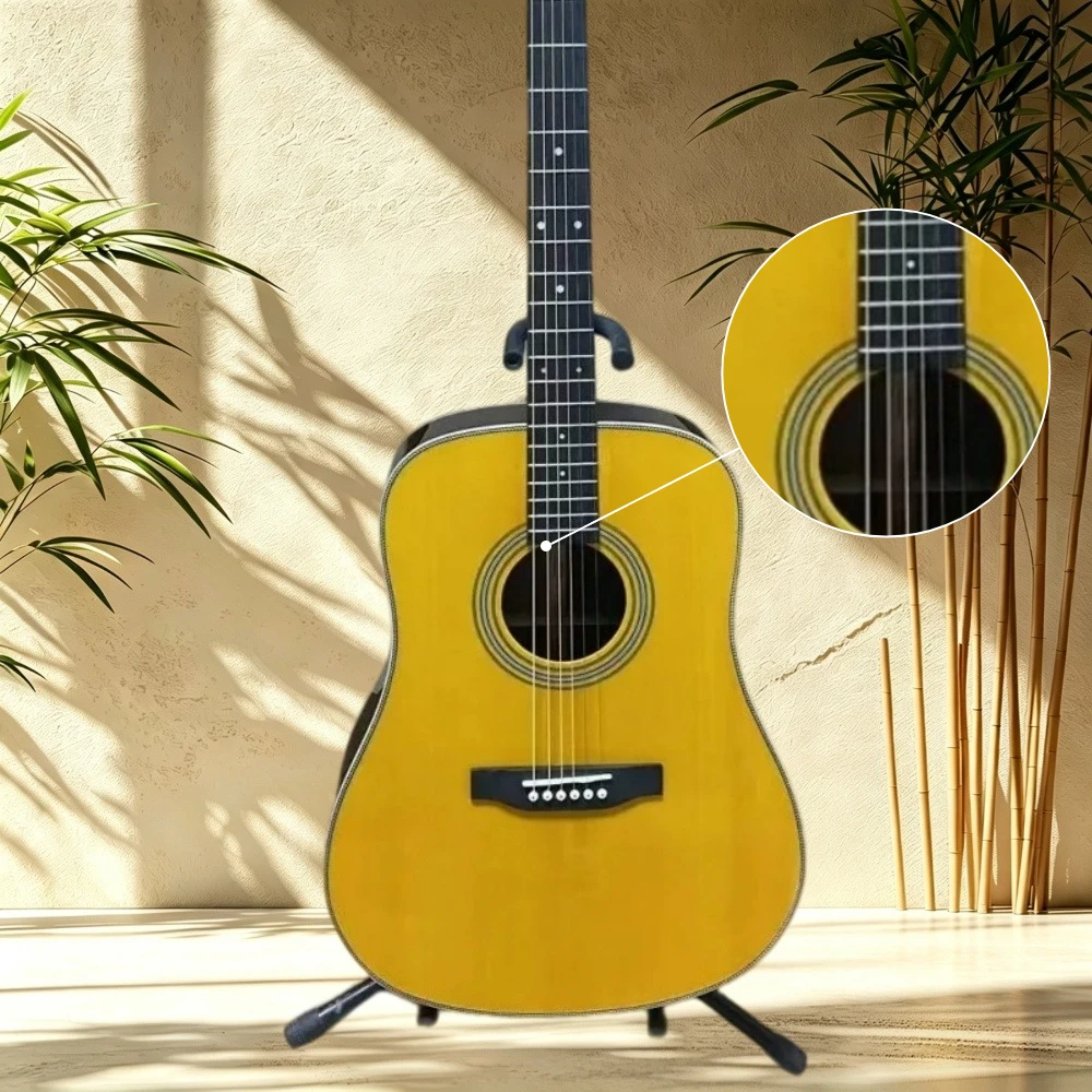 HD28 Acoustic Guitar Spruce Top Rosewood Back Sides Ebony Fretboard Vintage Yellow Gloss Finish Folk Blues Fingerstyle Beginner