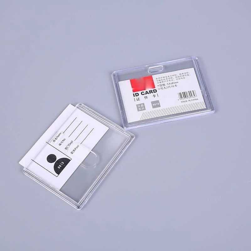 Funda transparente de doble cara para tarjetas de trabajo, funda de plástico acrílico para tarjetas de identificación, soporte para tarjetas de