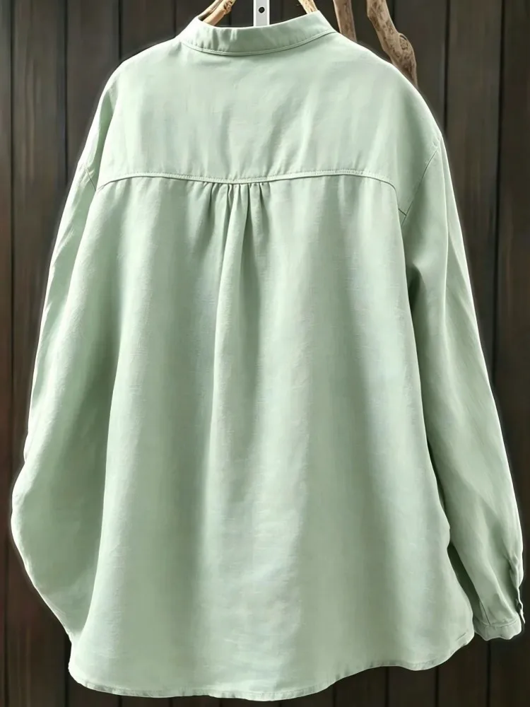 Picture 5: L-4XL Plus Size Autumn Spring Fashion Elegant Shirt Blouse O-Collar 3XL 4XL Big Large Size Women Long Sleeve T-shirt Tops