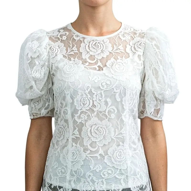 39BD Floral Lace Sleeves Puff Dress Add On Armwear for Bride Formal Event Styling