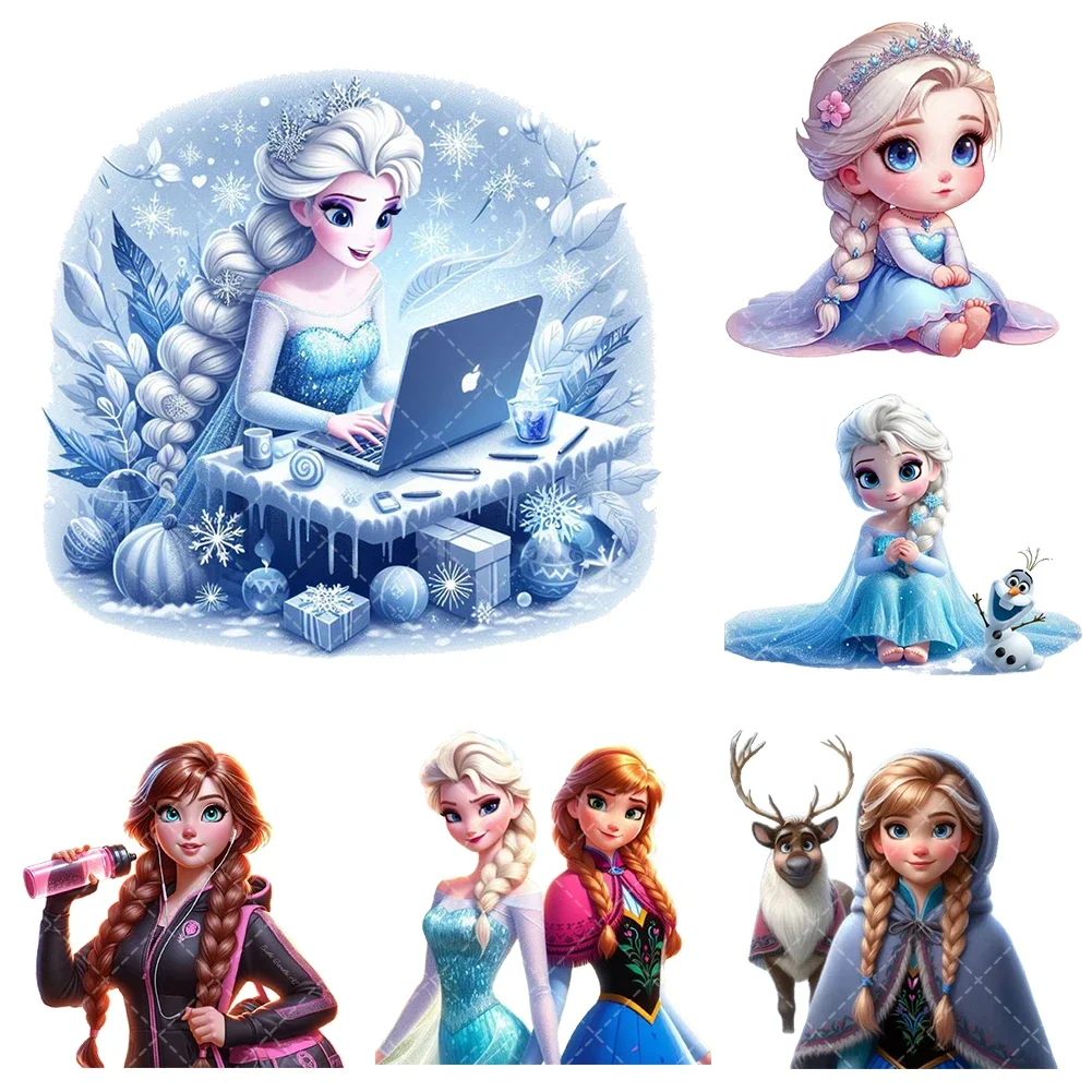 New Princess Frozen Iron On Heat Transfer Sticker Multipurpose For Clothes Pinted Vinyl Thermal Appliques Washable T-shirt Decal