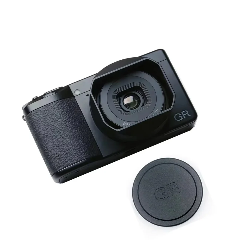 Aluminum Alloy Metal Square Lens Hood Shade with Lens Cap for Ricoh GR4 GRIV GR IV HDF Monochrome Anti-Glare Lens Shade