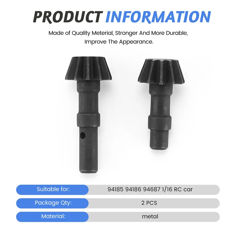 BEDW-2 Stück 11T Metall Trolley Angetriebenes Zahnrad 28012 86032 Geeignet für HSP 94185 94186 94687 1/16 RC Auto