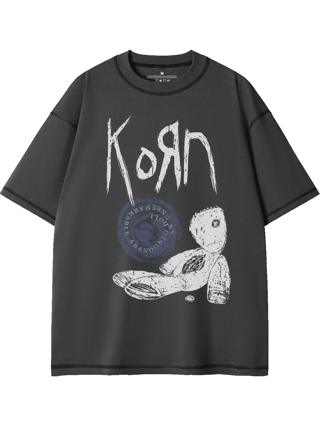 Loose Fit Unisex Retro American Streetwear round Neck Double Cotton T-Shirt with Open Seam Structure Casual Wear for Teens