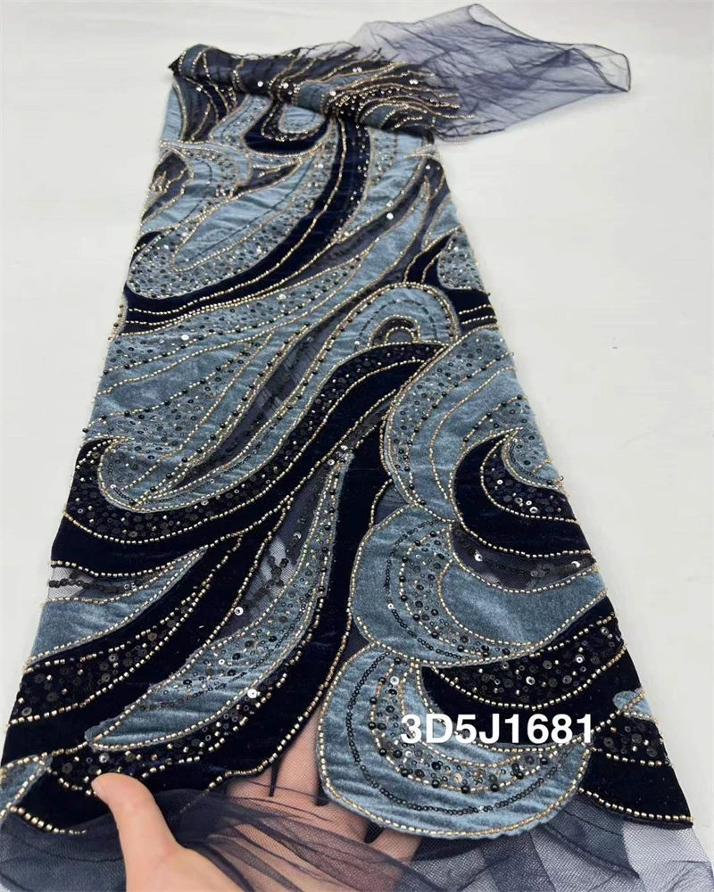 African Velvet Lace Fabric 2025 High Quality Nigeria Lace  French Velvet Lace Fabric For Party Wedding Dress Sewing Cloth