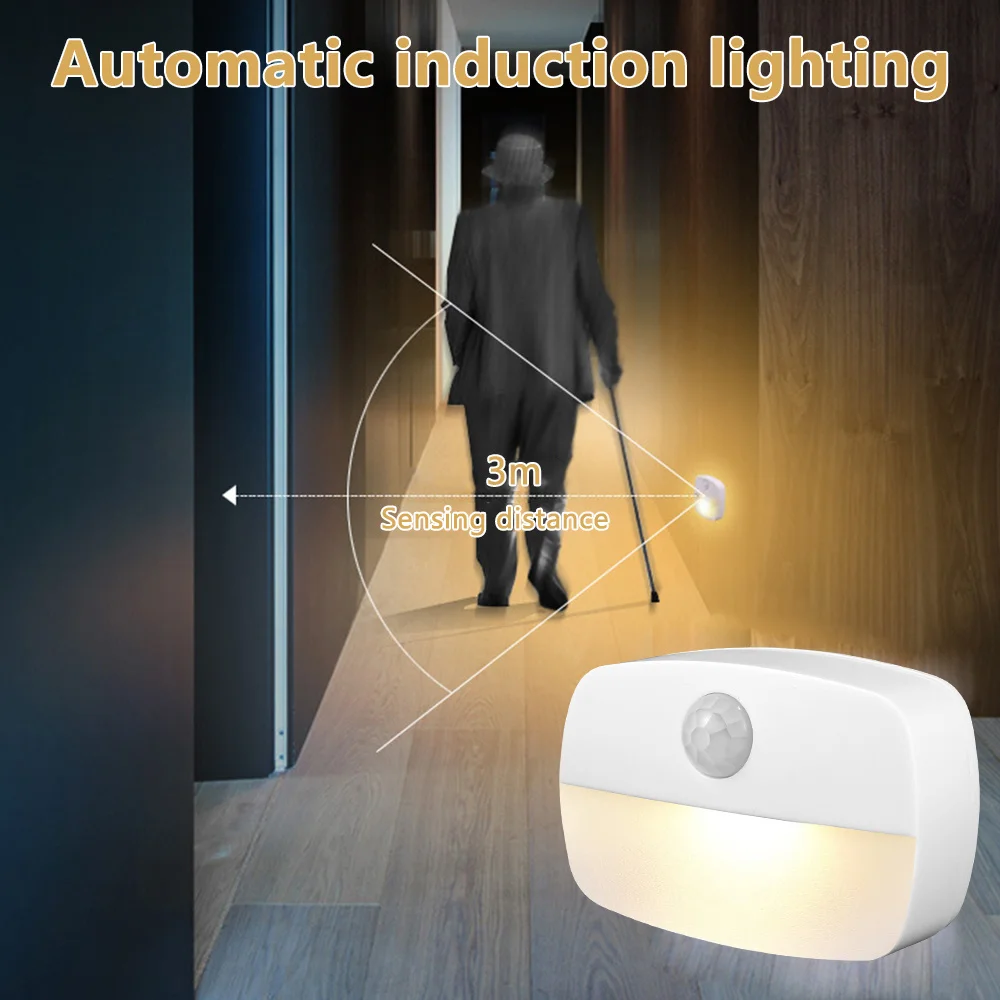 6pcs LED Motion Sensor Light Auto On/Off Mini Smart LED Light within 3 Meters for Bedroom Stairs
