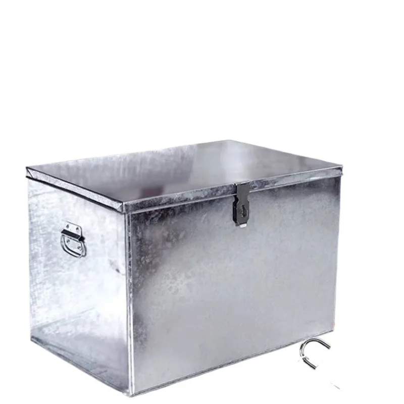 

Galvanized white iron box with lock, large and small hardware tool box, storage storage box, no rust.