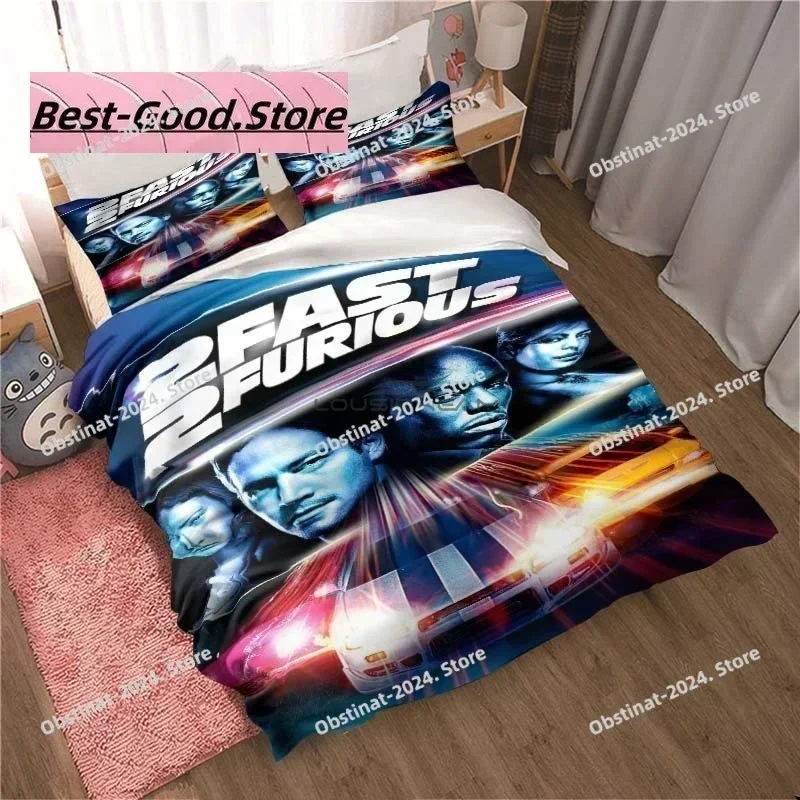 Fast & Furious Bedding Set Fashion Movie Printed Comforter Quilt Bed Cover Duvet Cover Pillow Case 3 Pieces Sets Kids Adult Size