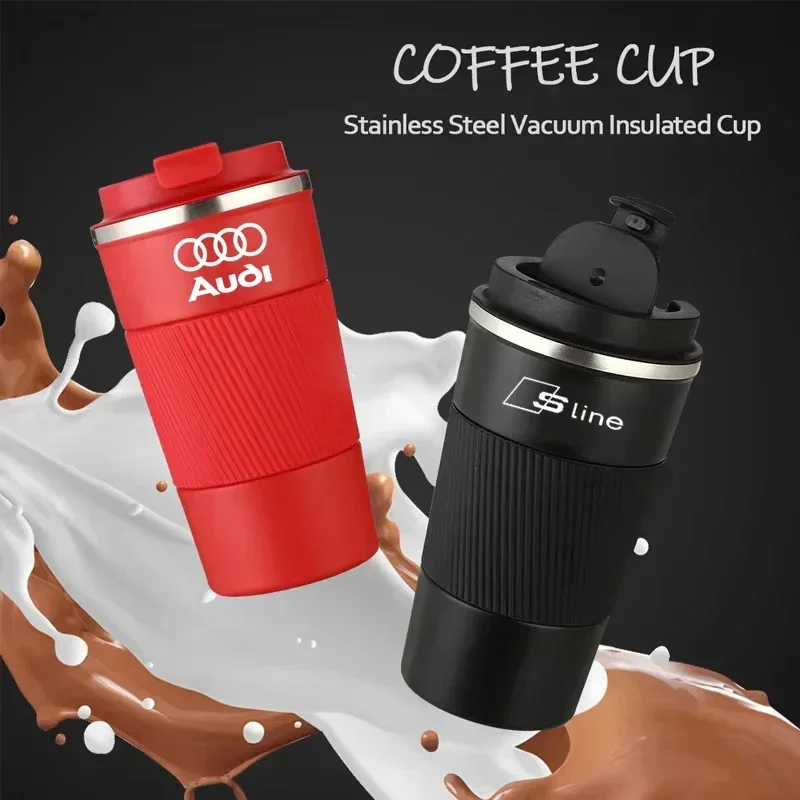 510ml Stainless Steel Coffee Cup Thermal Mug For Audi A4 B8 A3 A8 S5 S6 TT Q5 Q7 RS5 RS6 Car Travel Vacuum Flask Auto Supplies