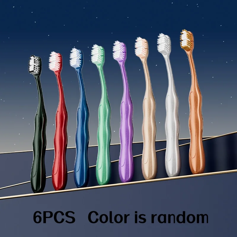 

6Pcs Toothbrushes, Random Colors, Adult Wide-Head Soft Bristle Toothbrushes, Colorful, Household Use, Couple's Gum Protection, Deep Cleaning, Essential for Home, Outdoor Travel, Convenient Holiday Gift