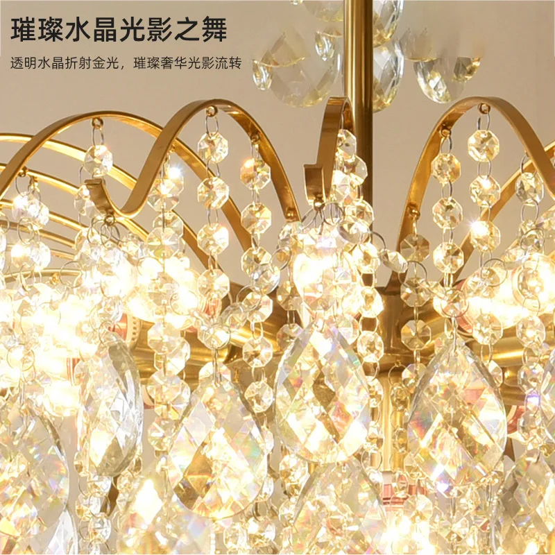 ما بعد الحداثة ضوء فاخر الفرنسية كريستال الثريا غرفة المعيشة غرفة نوم غرفة نوم رئيسية مصباح غرفة الطعام الجديد رومانسية كريستال الرجعية #4
