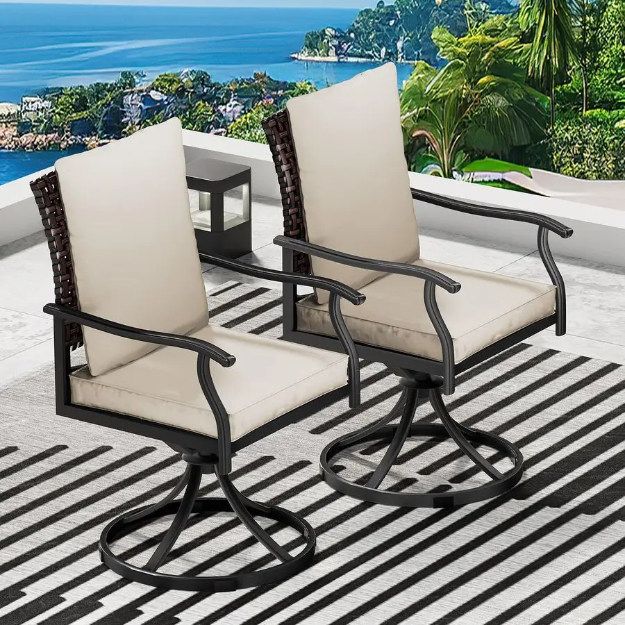 

5-предметный комплект мебели для патио с 4 вращающимися стульями и 1 большим круглым обеденным столом, набор мебели для бистро для газона, сада.