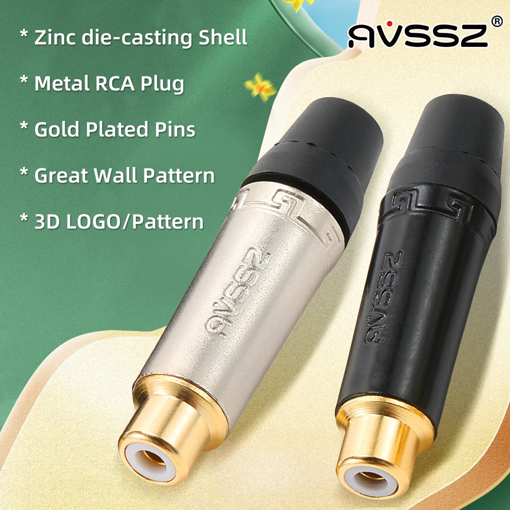 AVSSZ Metal RCA Audio Video Cable Connectors Gold-plated Phono Plugs for PC TV Box Amplifier Subwoofer DVD Player Speaker Wires