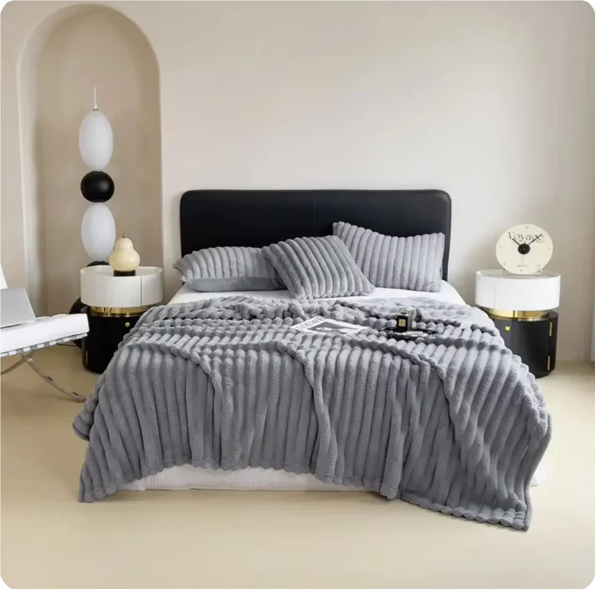 Winter Soft Warm Thick Blanket Solid Color Sofa Cover Bedspread Plaid Office Decor INS Style Cozy Blankets for Bedroom