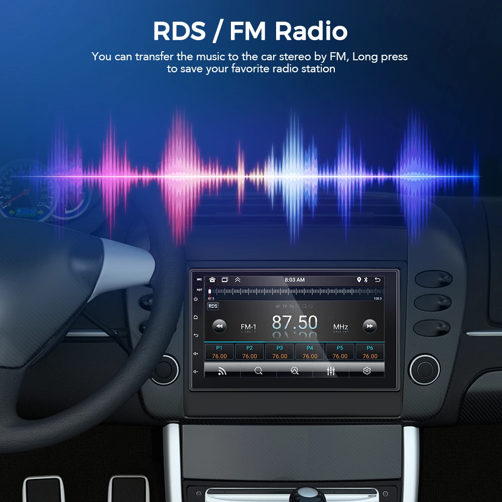 Radio Multimedia con Android 13 para coche, reproductor de vídeo con Carplay, Universal, 7 pulgadas, 2 Din, estéreo