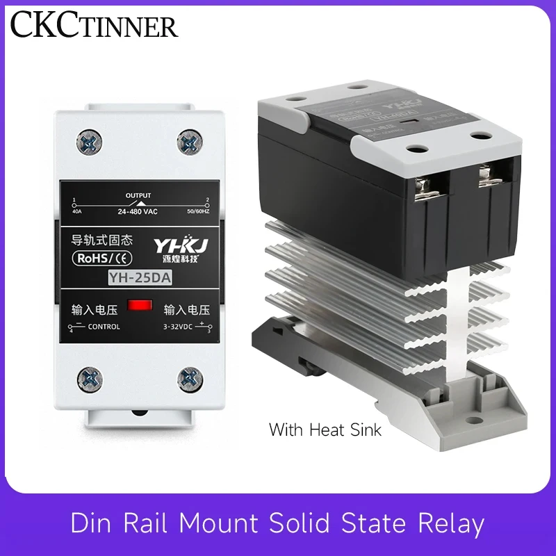 

10A 25A 40A 60A 80A 100A 120A Din Rail Mount Solid State Relay SSR Single Phase DC Control AC AC Control AC With Heat Sink