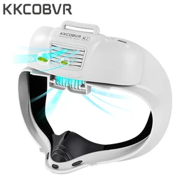 KKCOBVR K2 for Quest 2 Cooling Fan Relieve Lens Fogging 500mAh Air Circulation for Meta Quest2 Accessories Breathable Leather
