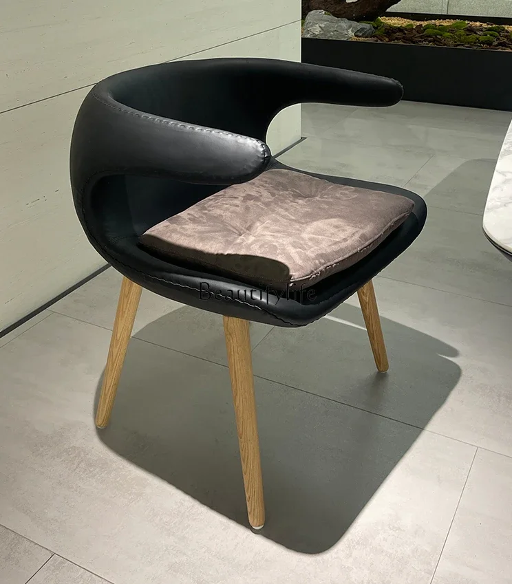 

XX39Italian-Style Light Luxury Dining Chair Home Modern Minimalist Genuine Leather Chair Nordic Backrest