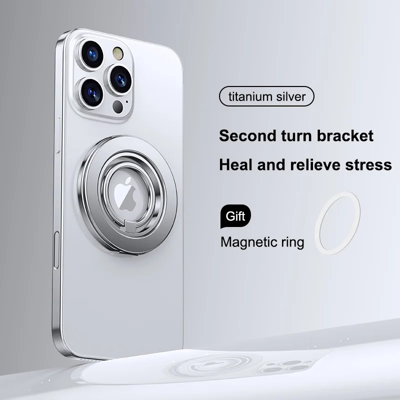 

Metal Double Sided Magnetic For MagSafe 360° Rotation Folding Phone Ring Holder Cellphones Stand Mobile Support Bracket Grip Tok