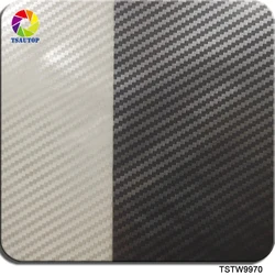TSAUTOP 0.5m*2m/10m TSTW9970 Silver and transparent Carbon Fiber Water Transfer Printing PVA Film