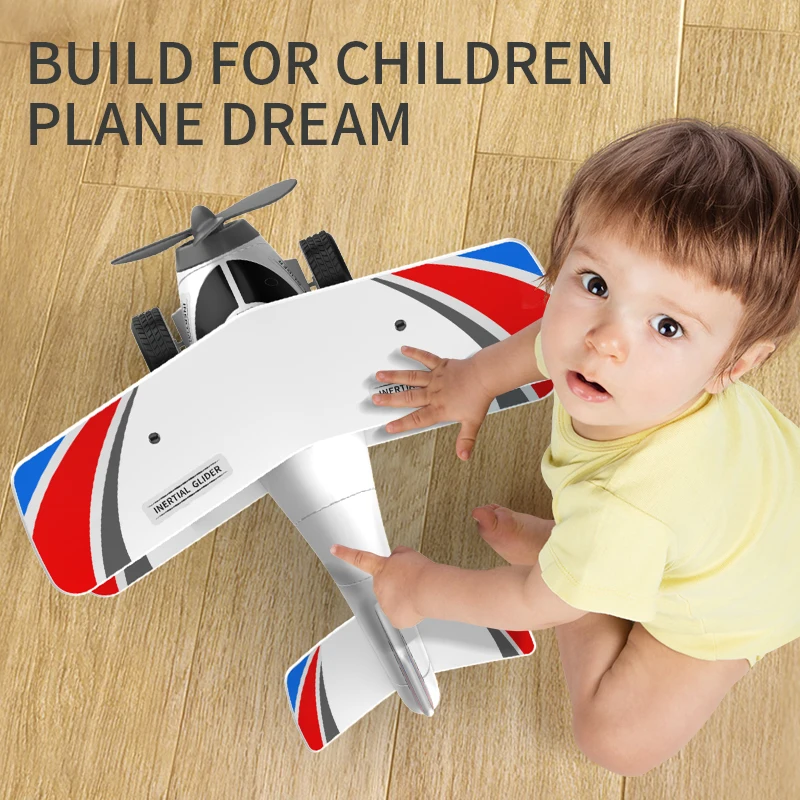 Children\'s toy biplane crash simulation toy puzzle model large inertia boy birthday toy gift