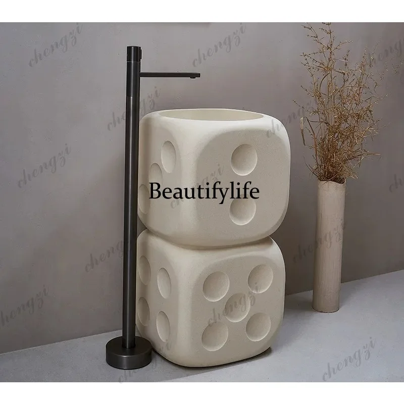 Wabi Sandy Wind, Washbasin, Integrated Floor-to-Floor Washbasin Creative Art Hotel Pillar Basin