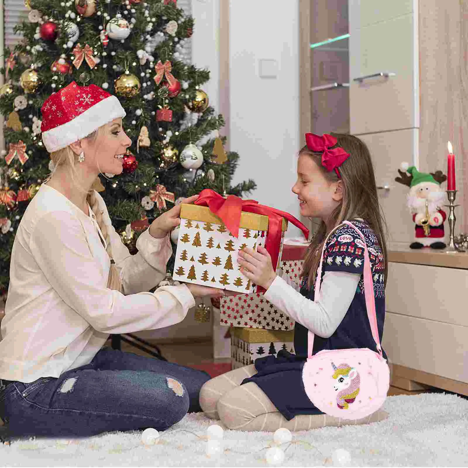 Bolsa de felpa de unicornio, bolsas de almacenamiento de juguetes, bolso de hombro para niña pequeña con correa, bolso cruzado bonito, billetera para niño