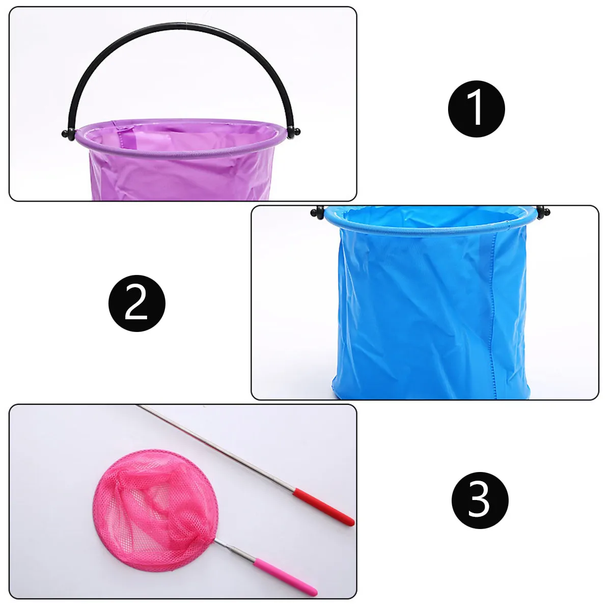 1 set Catching Net Set Outdoor Insect Butterfly Fishing Telescopic Fishing Net For Kids Stainless Steel Telescopic Nets
