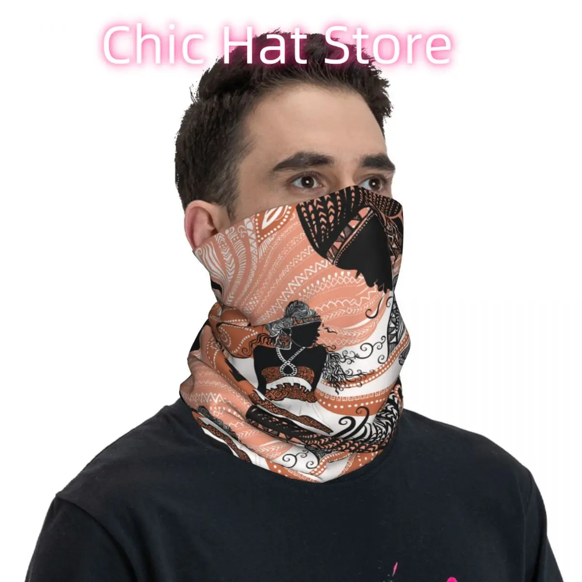 المرأة الأفريقية باندانا غطاء الرقبة التفاف وشاح بالاكلافا الدراجات للجنسين الكبار تنفس #4