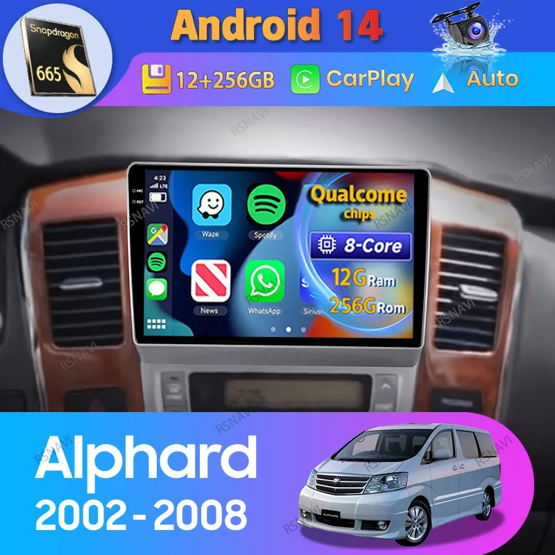 

Android 14 Carplay Auto For Toyota Alphard 1 H10 2002 - 2008 Car Radio Navigation GPS Video 2 Din Stereo Player Head Unit BT DVD