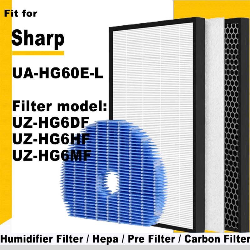 Deodorizing Hepa Filter UZ-HG6DF UZ-HG6HF Humidifying Filter UZ-HG6MF for Sharp UA-HG60E-L Air Purifier